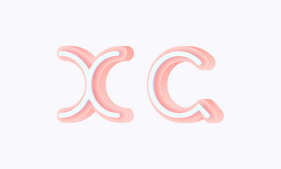 3D isometric premade logo rounded kids store circle monogram alphabet characters