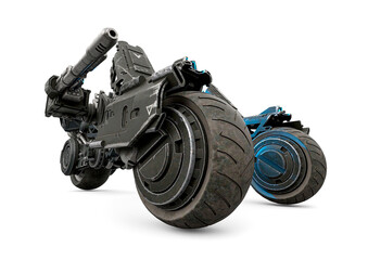three wheel war machine on white background © DM7
