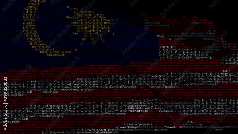 Poster flag of malaysia made of computer code, looping animation