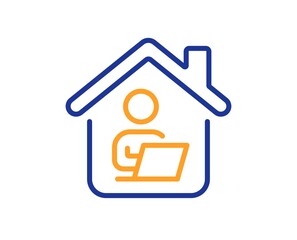 Work at home line icon. Outsource job sign. Remote office employee symbol. Quality design element. Line style work home icon. Editable stroke. Vector