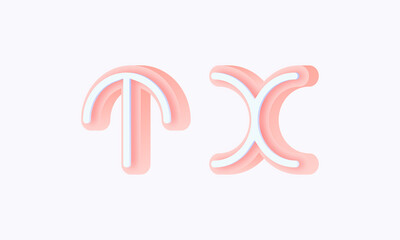 3D isometric premade logo rounded kids store circle monogram alphabet characters