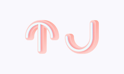 Fototapeta na wymiar 3D isometric premade logo rounded kids store circle monogram alphabet characters