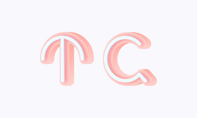 3D isometric premade logo rounded kids store circle monogram alphabet characters