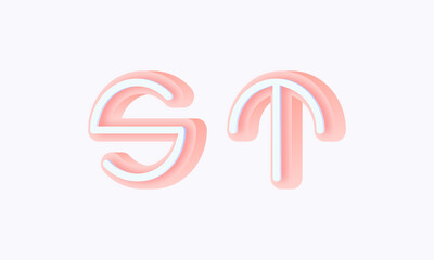 3D isometric premade logo rounded kids store circle monogram alphabet characters