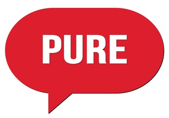 PURE text written in a red speech bubble