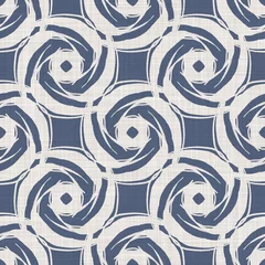 Afwasbaar behang Naadloze Franse boerderij gestippelde linnen patroon. Provence blauw wit geweven textuur. Shabby chique stijl decoratieve cirkel dot stof achtergrond. Textiel rustiek all-over print © Limolida Studio