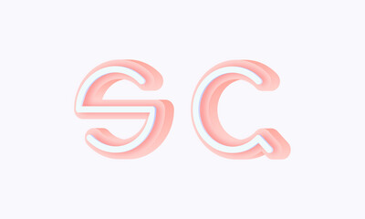 3D isometric premade logo rounded kids store circle monogram alphabet characters