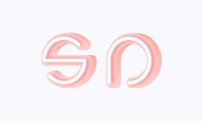 3D isometric premade logo rounded kids store circle monogram alphabet characters