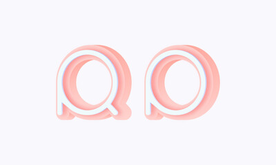 3D isometric premade logo rounded kids store circle monogram alphabet characters