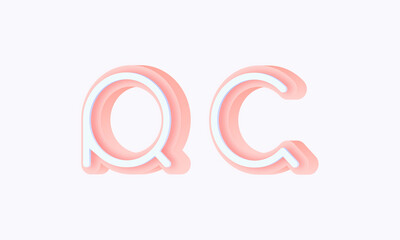 3D isometric premade logo rounded kids store circle monogram alphabet characters