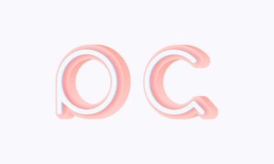 3D isometric premade logo rounded kids store circle monogram alphabet characters