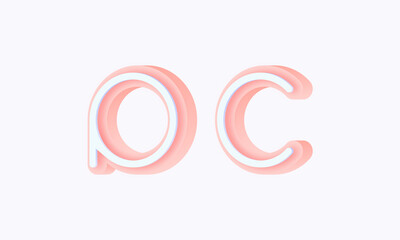 3D isometric premade logo rounded kids store circle monogram alphabet characters