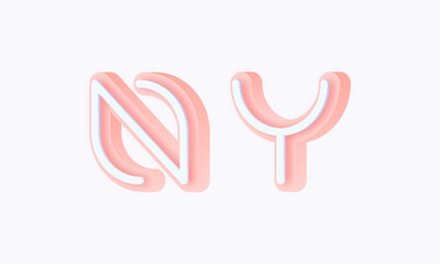 3D isometric premade logo rounded kids store circle monogram alphabet characters