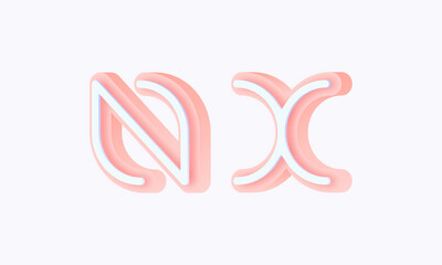 3D isometric premade logo rounded kids store circle monogram alphabet characters