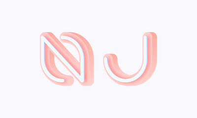 3D isometric premade logo rounded kids store circle monogram alphabet characters