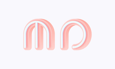 3D isometric premade logo rounded kids store circle monogram alphabet characters