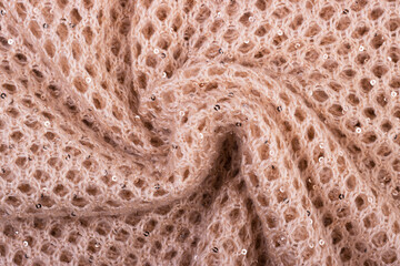 crumpled mesh wool scarf texture close-up for background