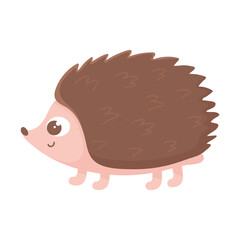 cute hedgehog cartoon animal icon white background
