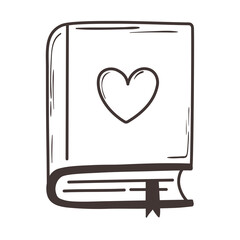 book with heart in cover love romantic doodle icon design
