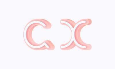 3D isometric premade logo rounded kids store circle monogram alphabet characters