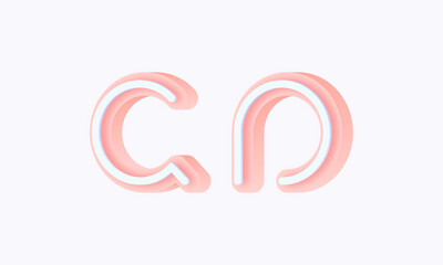 3D isometric premade logo rounded kids store circle monogram alphabet characters