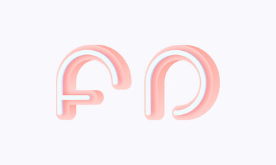 3D isometric premade logo rounded kids store circle monogram alphabet characters