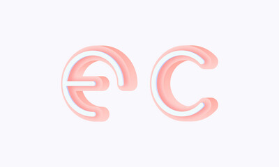 3D isometric premade logo rounded kids store circle monogram alphabet characters