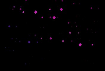 Dark purple, pink vector backdrop with lines, circles, rhombus.