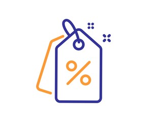 Discount tags line icon. Sale offer sign. Promotion price symbol. Quality design element. Line style discount tags icon. Editable stroke. Vector