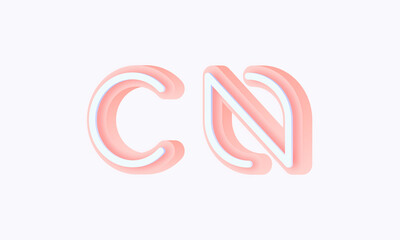 Fototapeta premium 3D isometric premade logo rounded kids store circle monogram alphabet characters