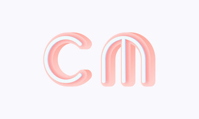 3D isometric premade logo rounded kids store circle monogram alphabet characters