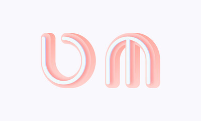 3D isometric premade logo rounded kids store circle monogram alphabet characters