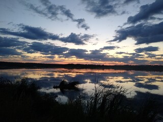 sunset over the lake