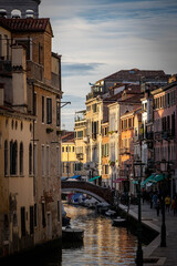 Cannaregio quarter of Venice at sunset