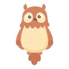 owl cartoon cute animal icon white background