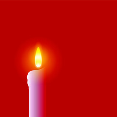 Vector illustration of burning candle on red background for celebration greeting cards or covers etc.