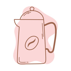 large kettle with prepared coffee icon line and fill