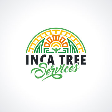 Incas logo template. Inca logo. Tree services illustration for your company. Maya Vector element for your design, identity, corporation, shop. 
