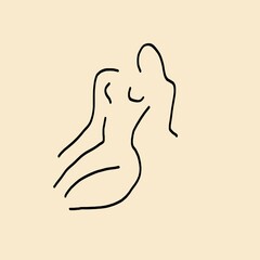 Woman line illustration logo design drawing