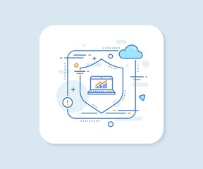 Data Analysis and Statistics line icon. Abstract vector button. Report graph or Chart sign. Computer data processing symbol. Online statistics line icon. Protect shield concept. Vector