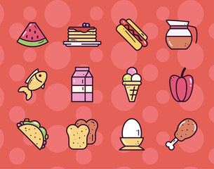 food set of icons vector design