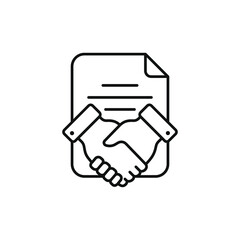 Contract signing icon line style. Agreement symbol concept isolated on white background. Vector illustration