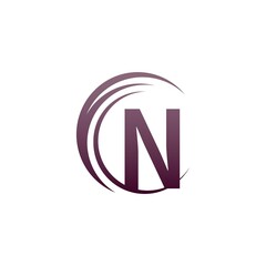 Wave circle letter N logo icon design