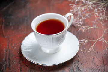 front view cup of tea on dark background ceremony drink tea glass photo