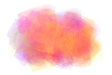 Vibrant yellow, orange and pink abstract watercolor cloud splash on white background. Computer generated image.
