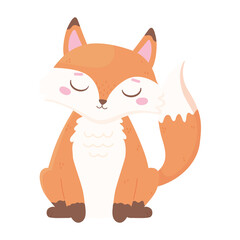 cute fox cartoon animal icon white background