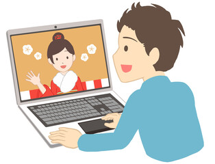 オンライン成人式を見る　振袖　男性(線無し)