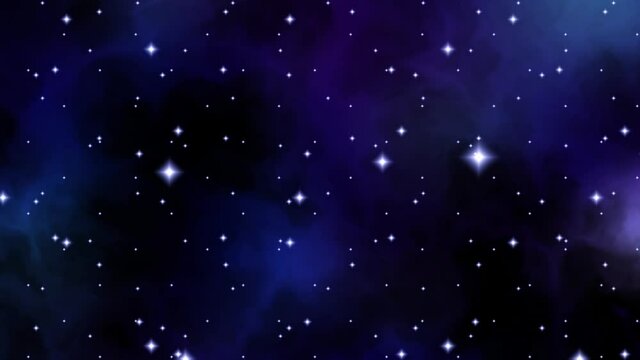 Abstract nebulae galaxy moving background. Navy blye sky footage.