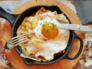 food in a cast iron skillet