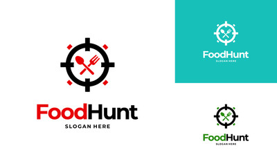 Food Hunter logo designs concept vector, Food Restaurant logo symbol icon template